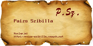Paizs Szibilla névjegykártya